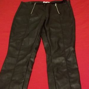 Faux leather pants.  Tapered leg